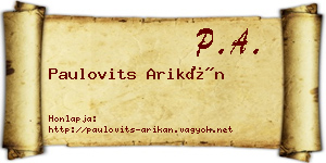 Paulovits Arikán névjegykártya